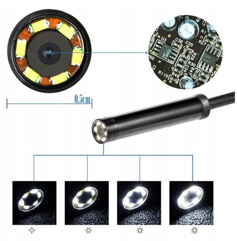 Camera inspectie, endoscop USB cu iluminare LED, pt. telefon Android, 5 metri