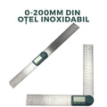 Echer reglabil digital, 2-in-1, 200mm, otel inodixabil (instrument masurat unghiuri)